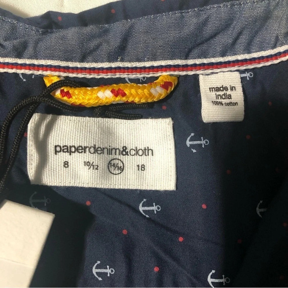 PaperDenim&Cloth Navy Blue Nautical button Down long sleeve shirt 100% Cotton - Picture 2 of 11